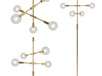 Modern Brass Light Fixture Combination With Cross Bar Design And Spherical Globe Lamps 3d model