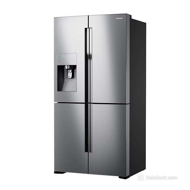 Stainless Steel Double Door Refrigerator Freezer with Water Dispenser and Modern Design 3d model 