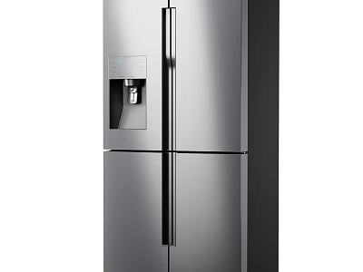 Stainless Steel Double Door Refrigerator Freezer with Water Dispenser and Modern Design 3d model