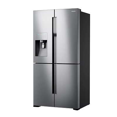 Stainless Steel Double Door Refrigerator Freezer with Water Dispenser and Modern Design 3d model