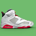 White High Top Basketball Shoes With Perforated Upper Red Sole And Gray Accents