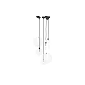 Modern Hanging Chandelier With Transparent Glass Globes And Black Metal Frames
