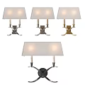 Modern Wall Lamps With White Shades Metal Bases And Double Light Heads Design