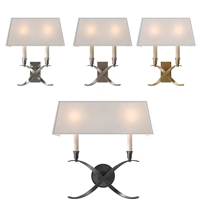 Modern Wall Lamps With White Shades Metal Bases And Double Light Heads Design 3d model