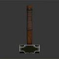 Durable Hardware Tool Hammer With Metal Head And Wooden Handle Reflective Surface Design 3d model