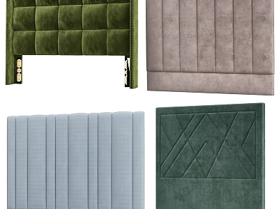 Different Style Headboards In Green Gray Blue With Tufted Striped Geometric Patterns 3d model
