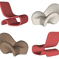 Modern Curved Leisure Chairs In Red White Brown With Soft Fabric And Ergonomic Design