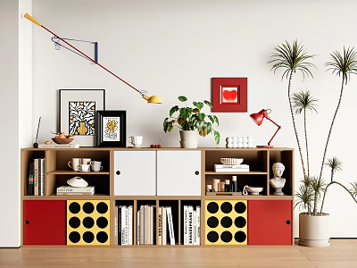 Modern Bookcase Low Bookcase Dopamine Bookcase Memphis Bauhaus Locker 3d model