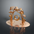 Golden Mushroom Shaped Decorative Furniture With Hanging Ring And Base
