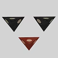 Modern Triangular Wall Lamps Black Red with Round Light Panels Mounted on White Wall 3d model