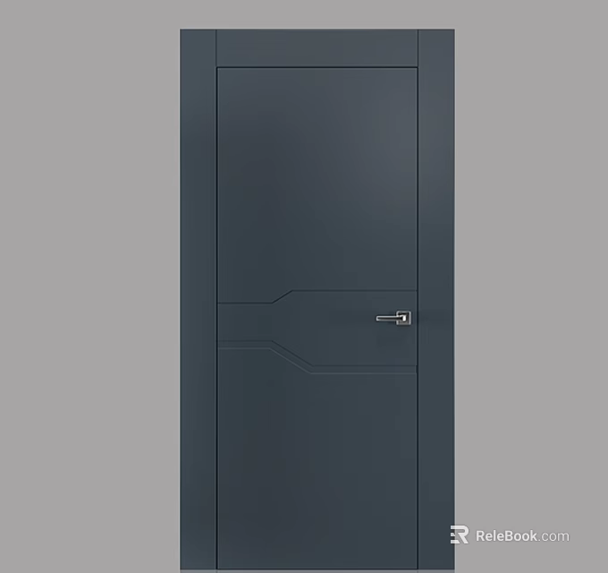 Modern Dark Gray Hinged Door With Sleek Handle And Solid Construction Design 3d model