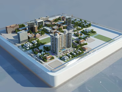 Commercial Equipment for Urban Building Scale Model Display with Green Areas Roads and Parking 3d model