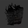 Natural Layered Rock Formation with Pine Trees Growing On Top and Textured Surface