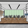 Public Office Space With Open Layout Desks Computers Ergonomic Chairs And Ceiling Lights