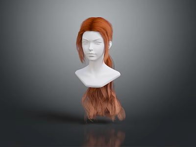Game Movie Character White Mannequin Head With Long Orange Braided Hair Design 3d model