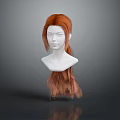 Game Movie Character White Mannequin Head With Long Orange Braided Hair Design