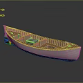 Wooden Canoe With Interior Seats And White Brown Exterior For Water Transportation