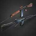 Vintage Military Rifle With Wooden Stock Metal Barrel And Detachable Magazine