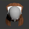 White Head Model On Display Featuring Long Straight Orange Hair And Bangs 3d model