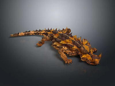 Game Movie Character Spiked Reptile With Brown Yellow Scaled Body And Fierce Appearance 3d model
