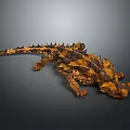 Game Movie Character Spiked Reptile With Brown Yellow Scaled Body And Fierce Appearance