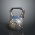 Black Kettlebell With 24 kg Weight And Gold Accents For Home Fitness Use