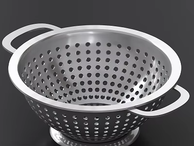 Stainless Steel Perforated Colander With Double Handles For Kitchen Draining 3d model