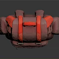 Pink 3D Rendered Backpack With Red Straps Metal Buckles And Reflective Surface