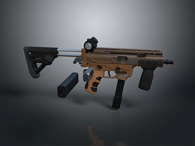 Modern Tactical Rifle With Brown Black Finish Optic Scope And Detachable Magazine 3d model