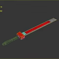 Long Red Metal Blade Weapon With Decorative Handle And Sharp Edge 3d model