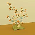 Interactive Area Decorative Orange Tree With Orange Fruits Green Leaves And White Flowers