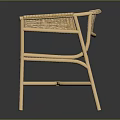 Modern Leisure Chair With Light Wooden Frame Woven Backrest And Yellow Cushion