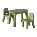 Green Plastic Kids Table and Chairs Set with Simple Design for Indoor Use