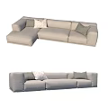 Modern Gray Sectional Sofa With Decorative Pillows For Living Room 3d model