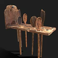 Wooden Household Tool Stand With Several Hanging Wooden Spoons For Daily Use