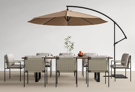 Modern Outdoor Table and Chair Combination Outdoor Leisure Chair Outdoor Dining Table Dining Chair Sunshade 3d model