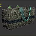 Stylish Woven Tote Bag With Green And Blue Stripes And Purple Straps