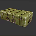 Weapon Storage Box Vintage Green Metal With Rusty Handles And Clasps