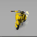 Bright Yellow Scooter With Black Seat Shiny Reflective Body And Modern Style