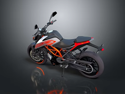 Modern Sporty Motorcycle With Black Body Orange Accents And Sleek Design 3d model