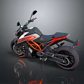 Modern Sporty Motorcycle With Black Body Orange Accents And Sleek Design