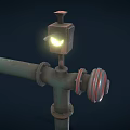 Public Street Lighting Facility With Extended Arm And Base Structure 3d model