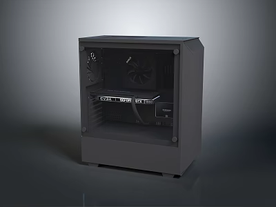 Modern PC Case With Transparent Side Panel Showcasing Internal Fans And Components On Glossy Surface 3d model