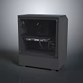 Modern PC Case With Transparent Side Panel Showcasing Internal Fans And Components On Glossy Surface 3d model