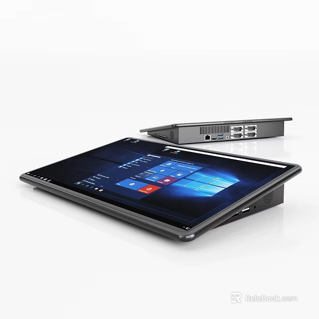 Modern Digital Portable Monitor With Sleek Black Design Windows Interface And App Icons 3d model 