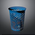 Blue Perforated Plastic Wastebasket with Hollow Design for Home Office Use
