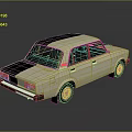 Vintage White Classic Car With Black Roof And Red Tail Lights Rear View