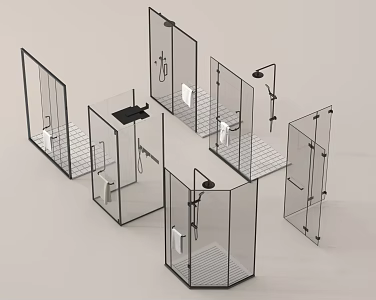 Modern Extremely Narrow Shower Extremely Narrow Glass Door 3d model