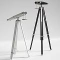 Two Telescopes With Silver And Black Tripod Stands For Observation Use