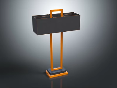 Black Standing Furniture With Orange Frame And Multiple Compartments On Base 3d model